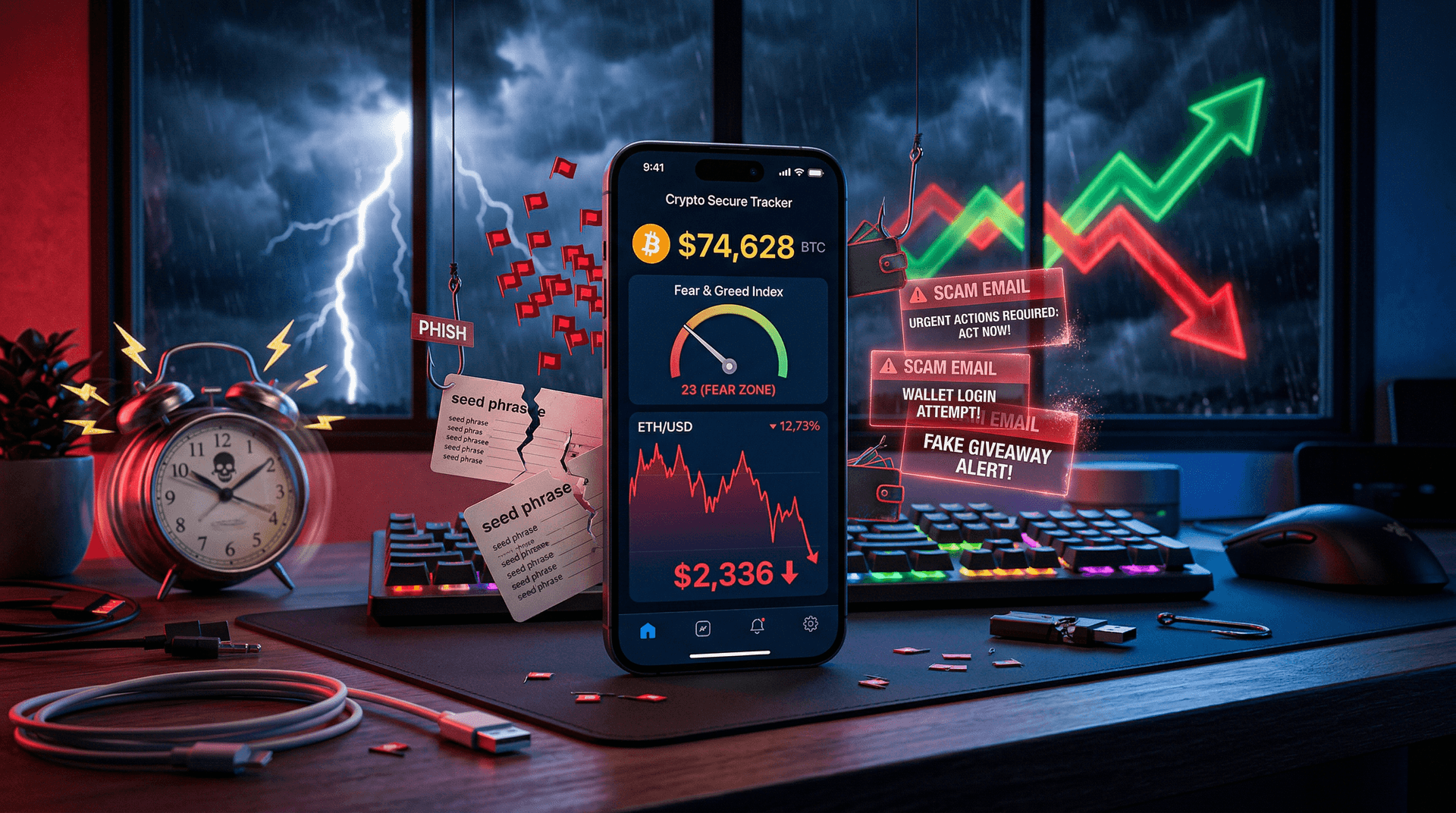 7 Crypto Scam Red Flags as Fear & Greed Hits 23 With Bitcoin at $74K